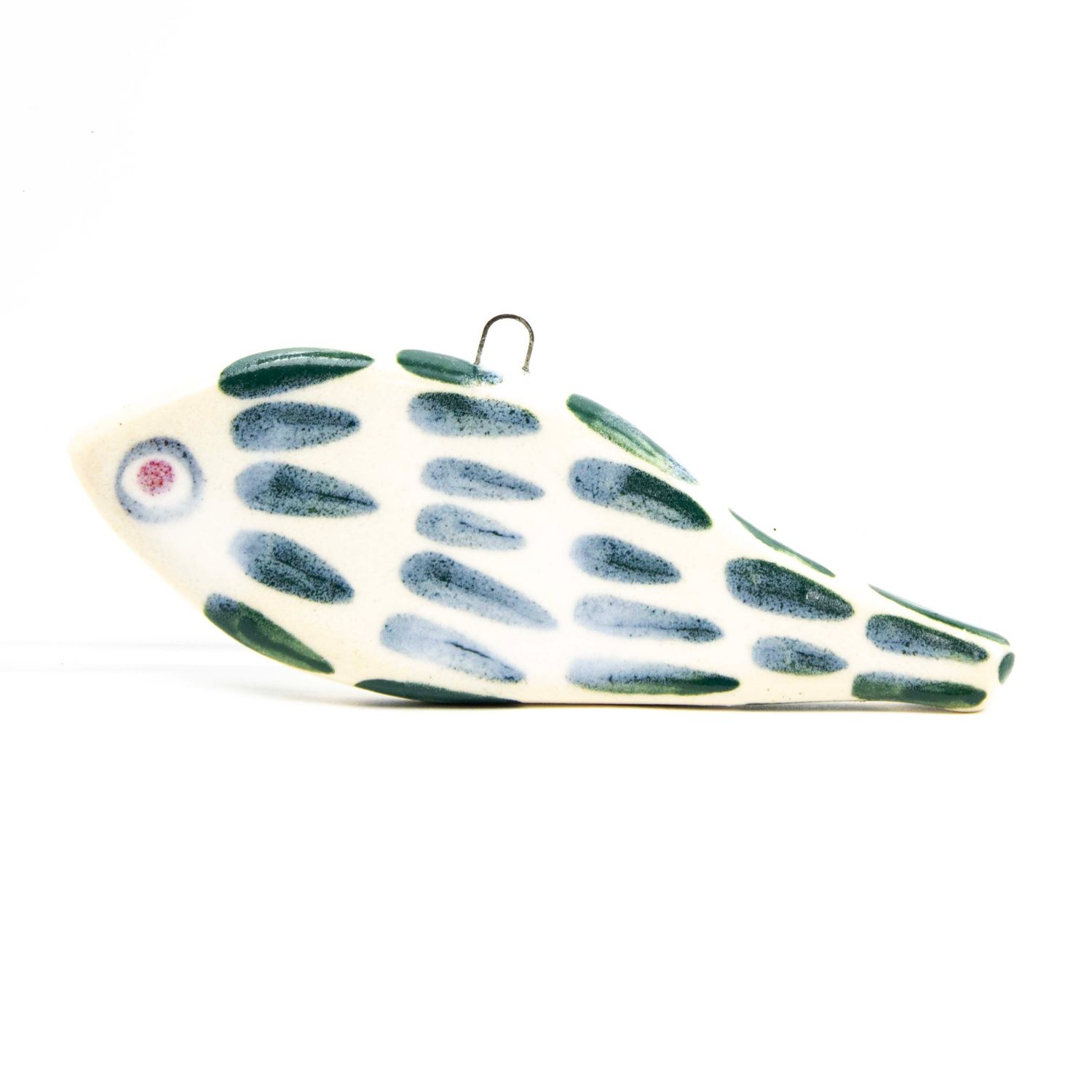 Fish Ornament Mini: Green Scale, ceramic ROHG107