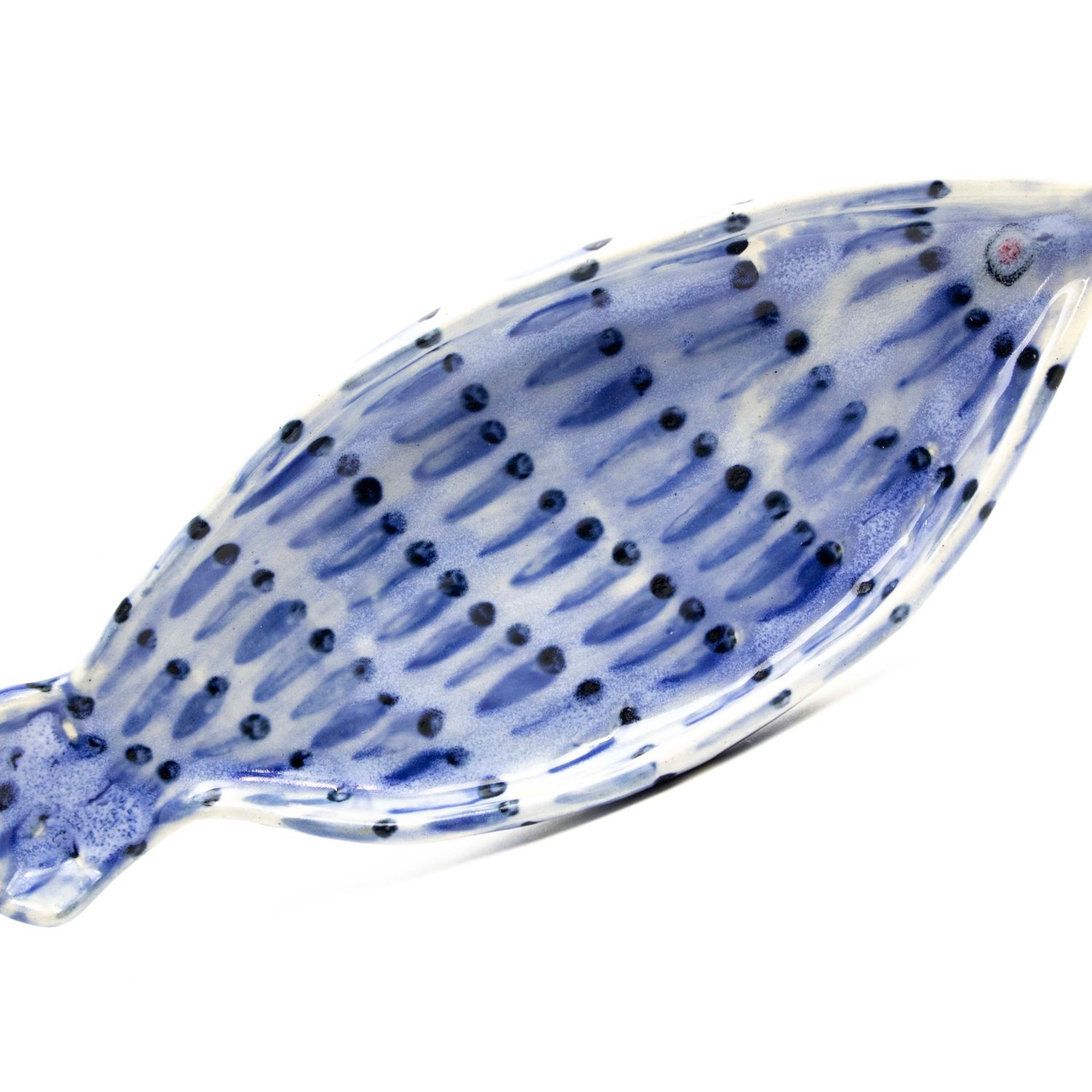 Platter Tray: Ocean Blue with Navy Dot, ceramic ROHG081