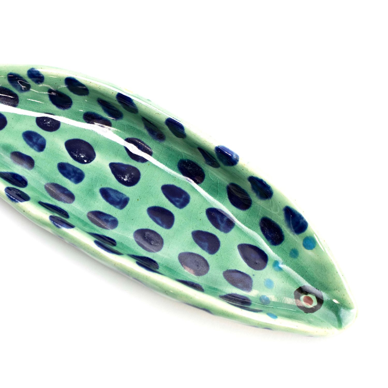 Platter Tray: Teal with Navy, ceramic ROHG079