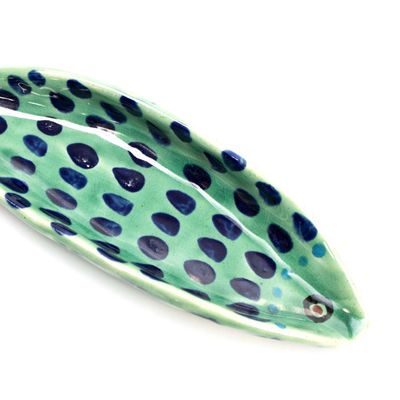 Platter Tray: Teal with Navy, ceramic ROHG079