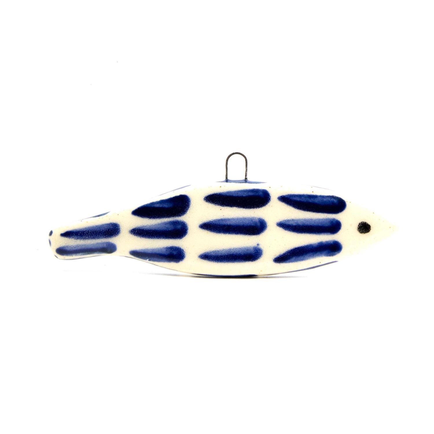 Fish Ornament Mini: Indigo Long, ceramic ROHG103