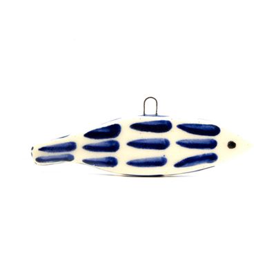 Fish Ornament Mini: Indigo Long, ceramic ROHG103