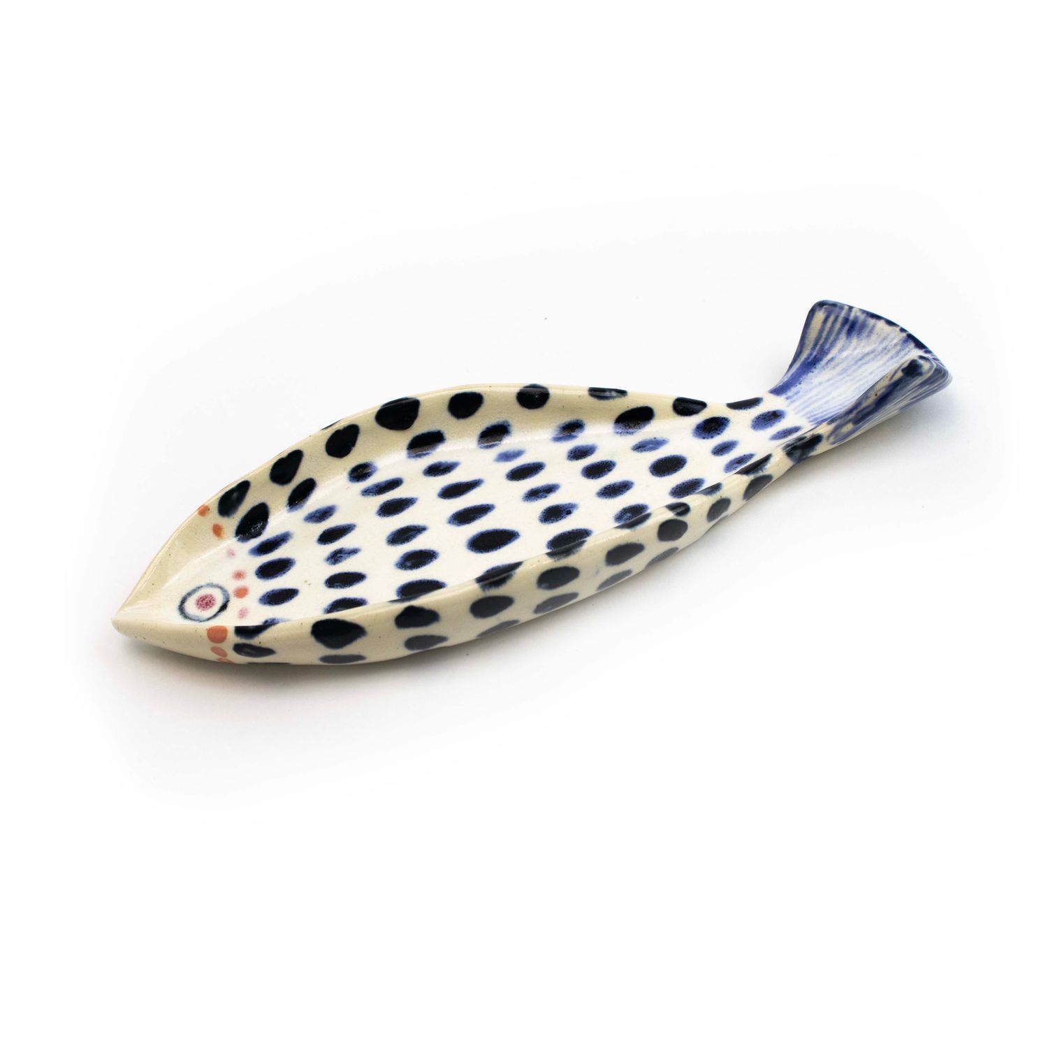 Platter Tray: White with Navy, ceramic ROHG080