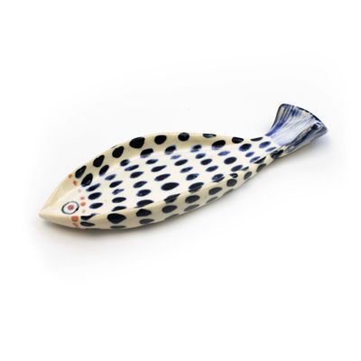 Platter Tray: White with Navy, ceramic ROHG080