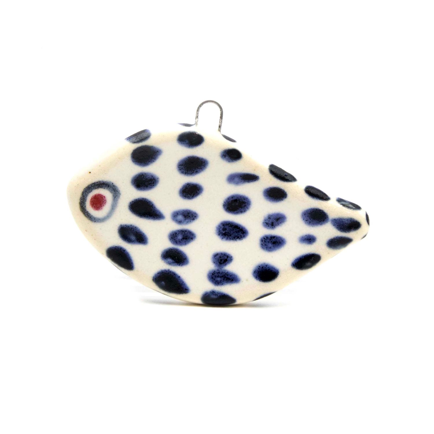 Fish Ornament Mini: Indigo Puffer, ceramic ROHG102