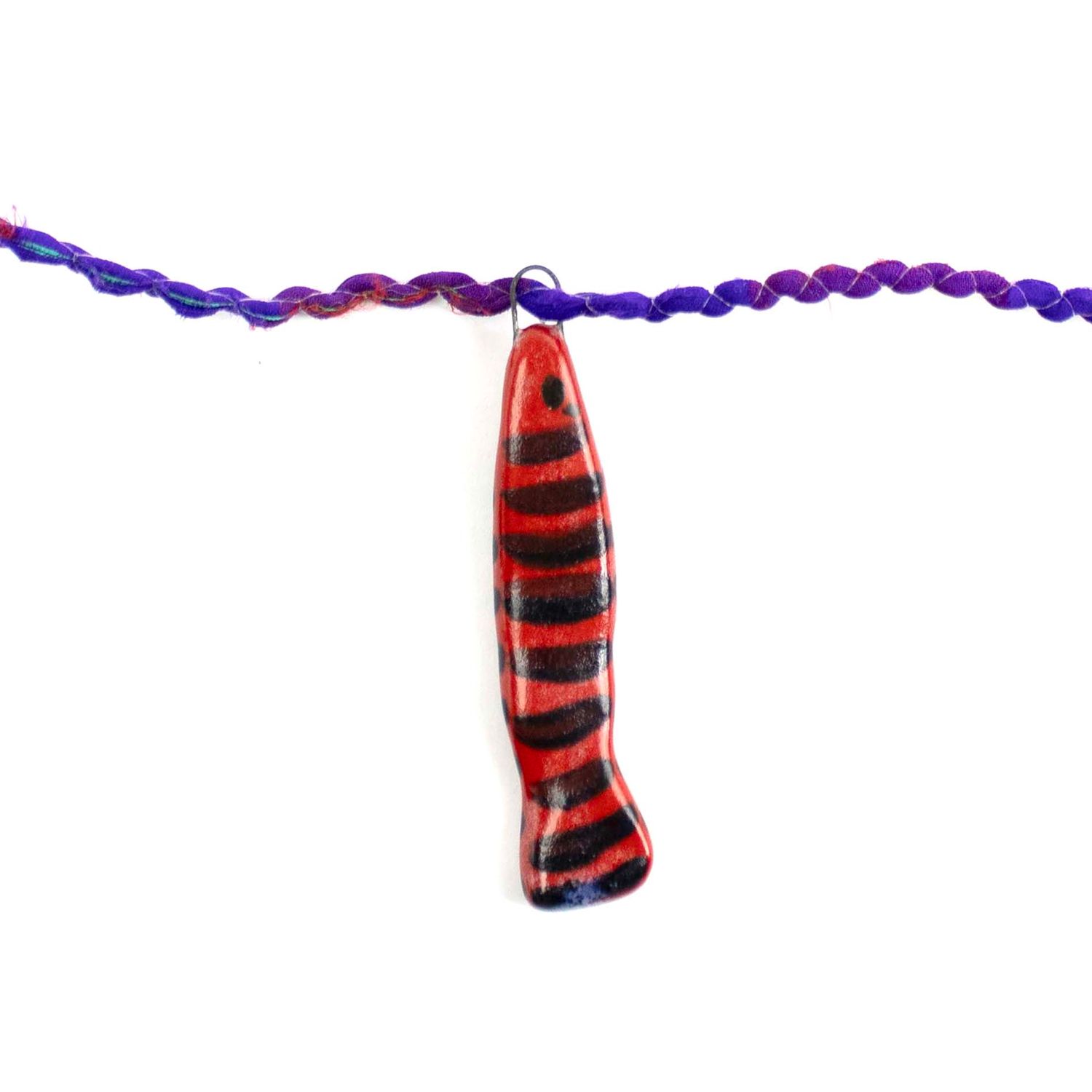 Fish Necklaces: Red with Black Stripe, ceremic ROHG114