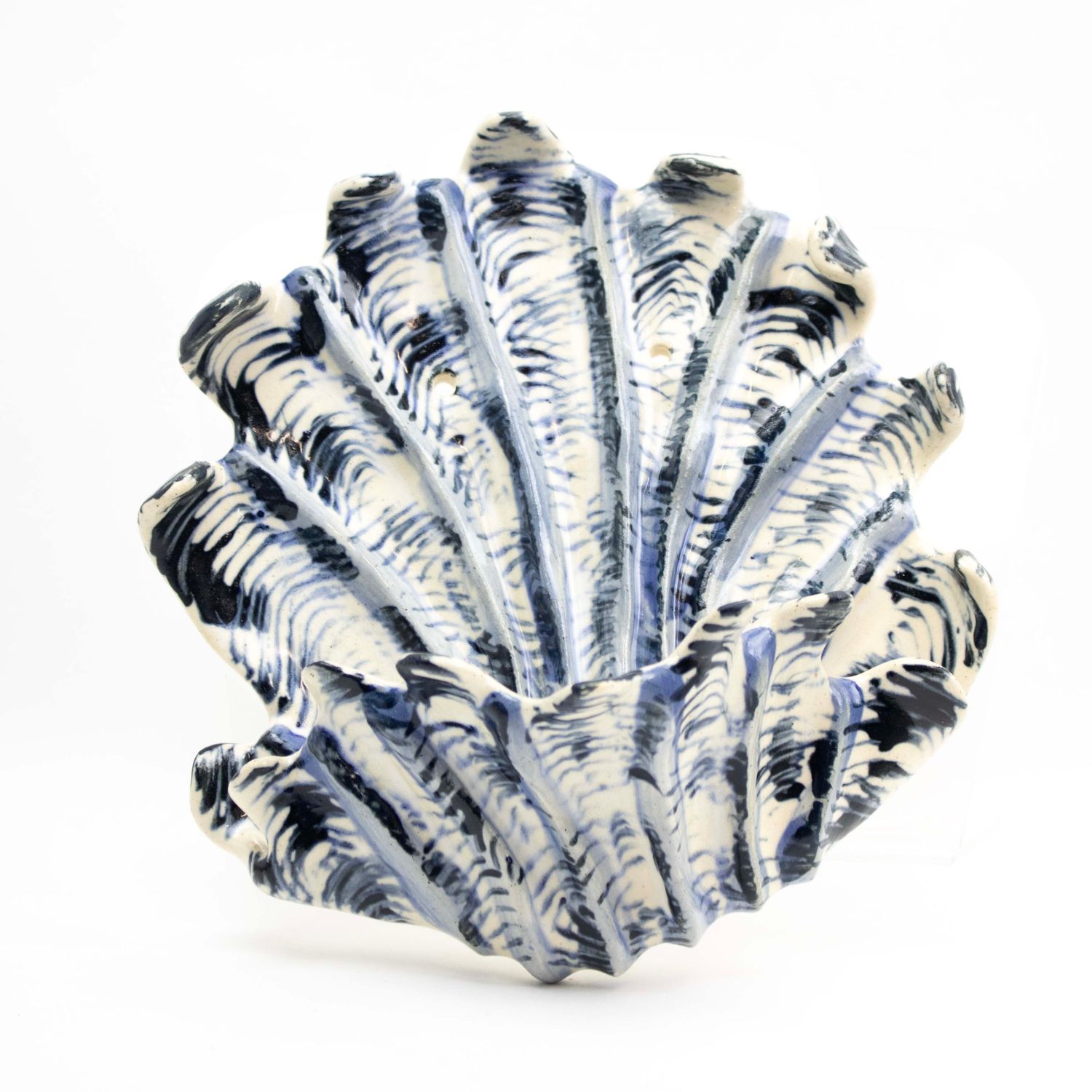 Wall Pocket XLarge: Indigo and White, ceramic ROHG092