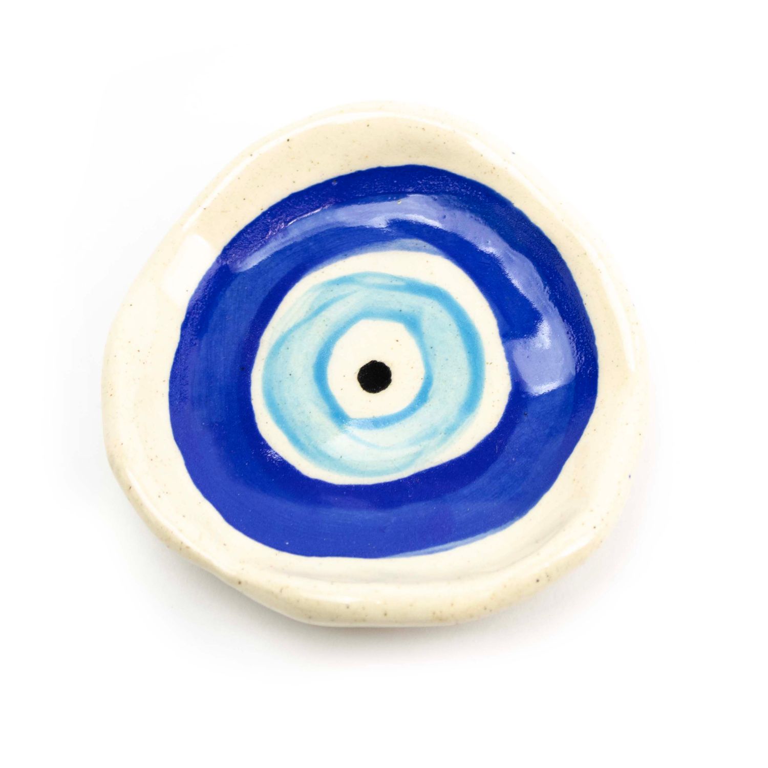 Evil Eye Dish: Medium Sky Blue with Blue, ceramic ROHG101