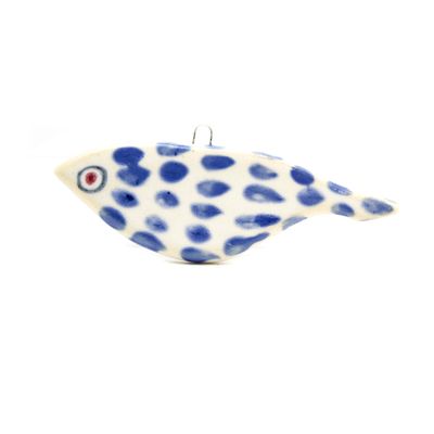 Fish Ornament Mini: Ocean Blue Scale, ceramic ROHG104