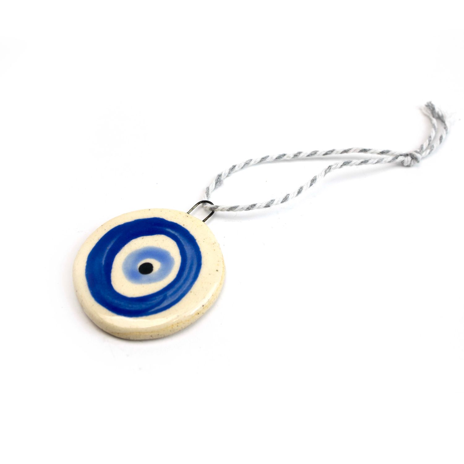 Evil Eye Ornament: Blue with Blue, ceramic ROHG123