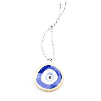 Evil Eye Ornament: Blue with Blue, ceramic ROHG124