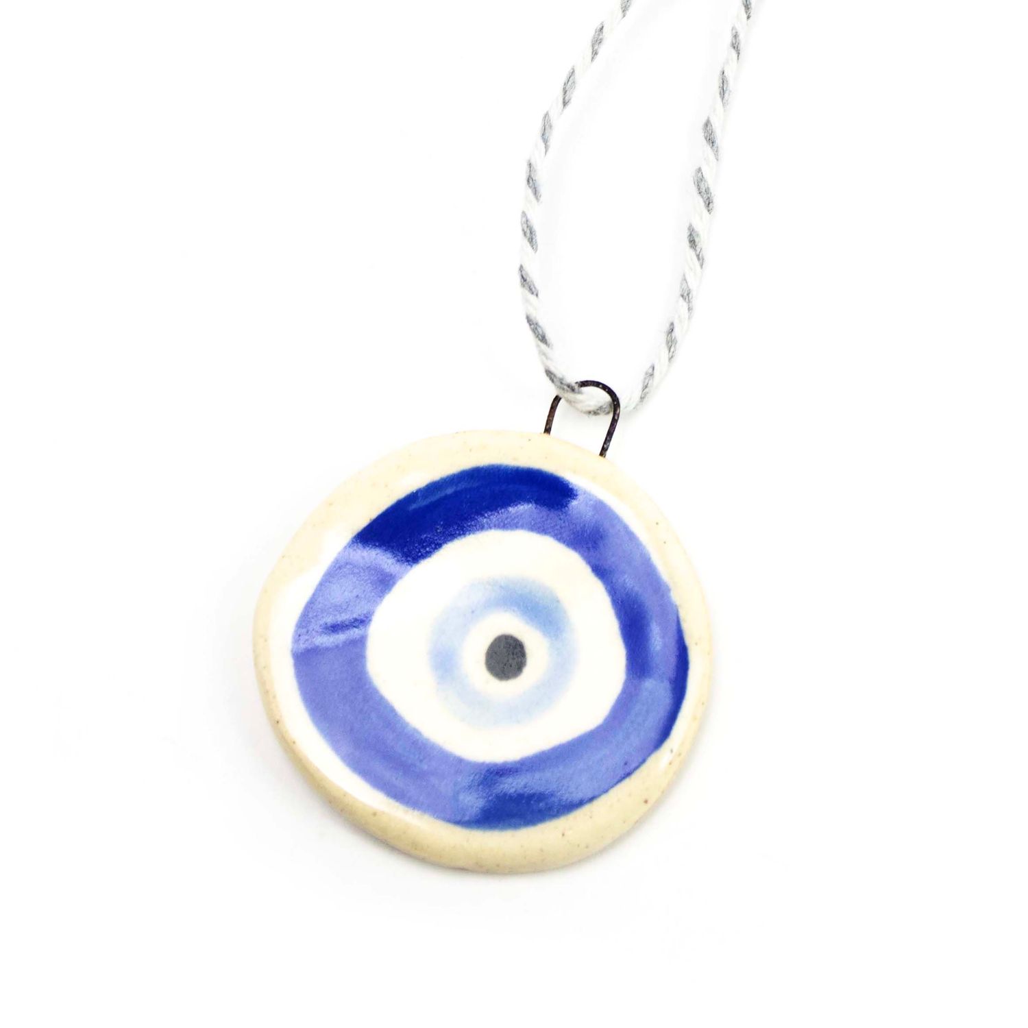 Evil Eye Ornament: Blue with Blue, ceramic ROHG124