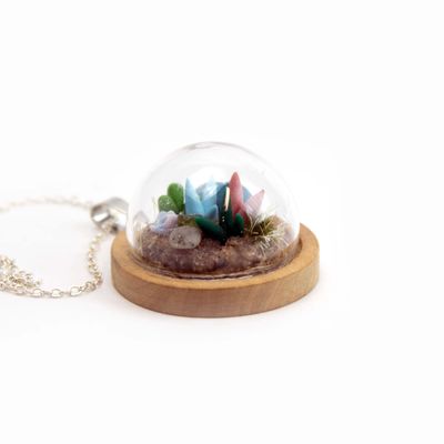 Glass Dome Terrarium with Spikes, necklace MOHL093
