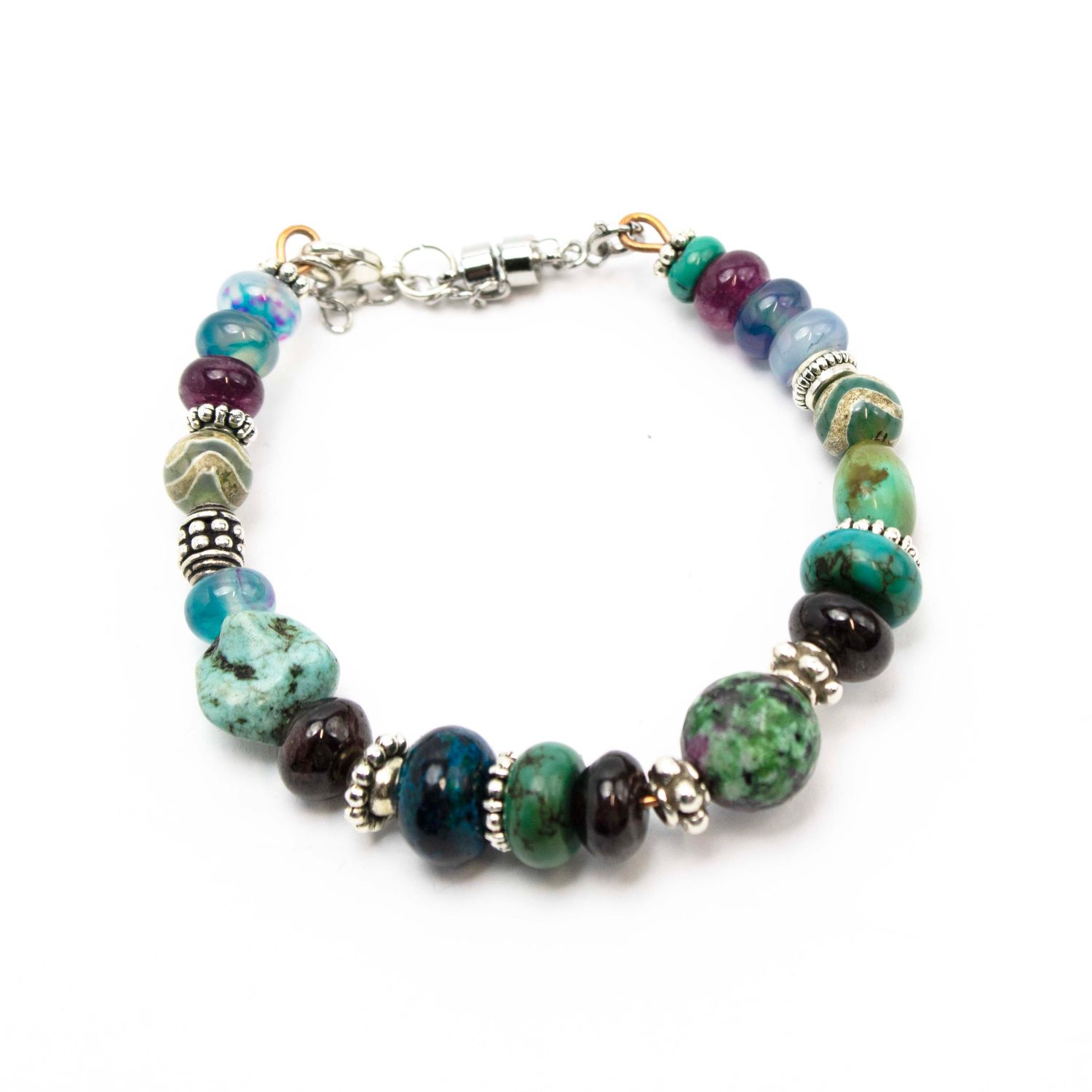 Zoisite Ball with Chrysocolla, bracelet JOHS05