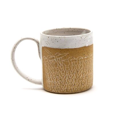 Knit Mug in White, ceramic BICE195