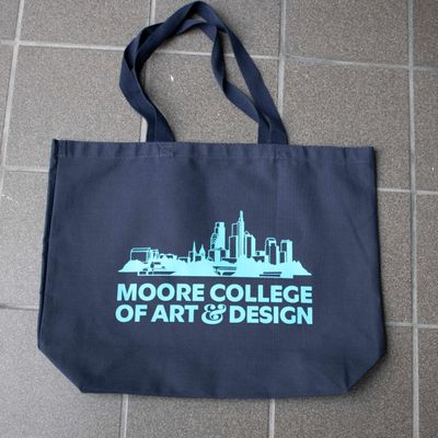 Tote Skyline: Large Navy Turquoise logo