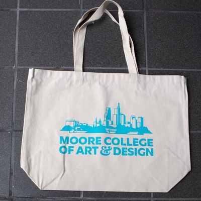Tote Skyline: Large Natural with Turquoise