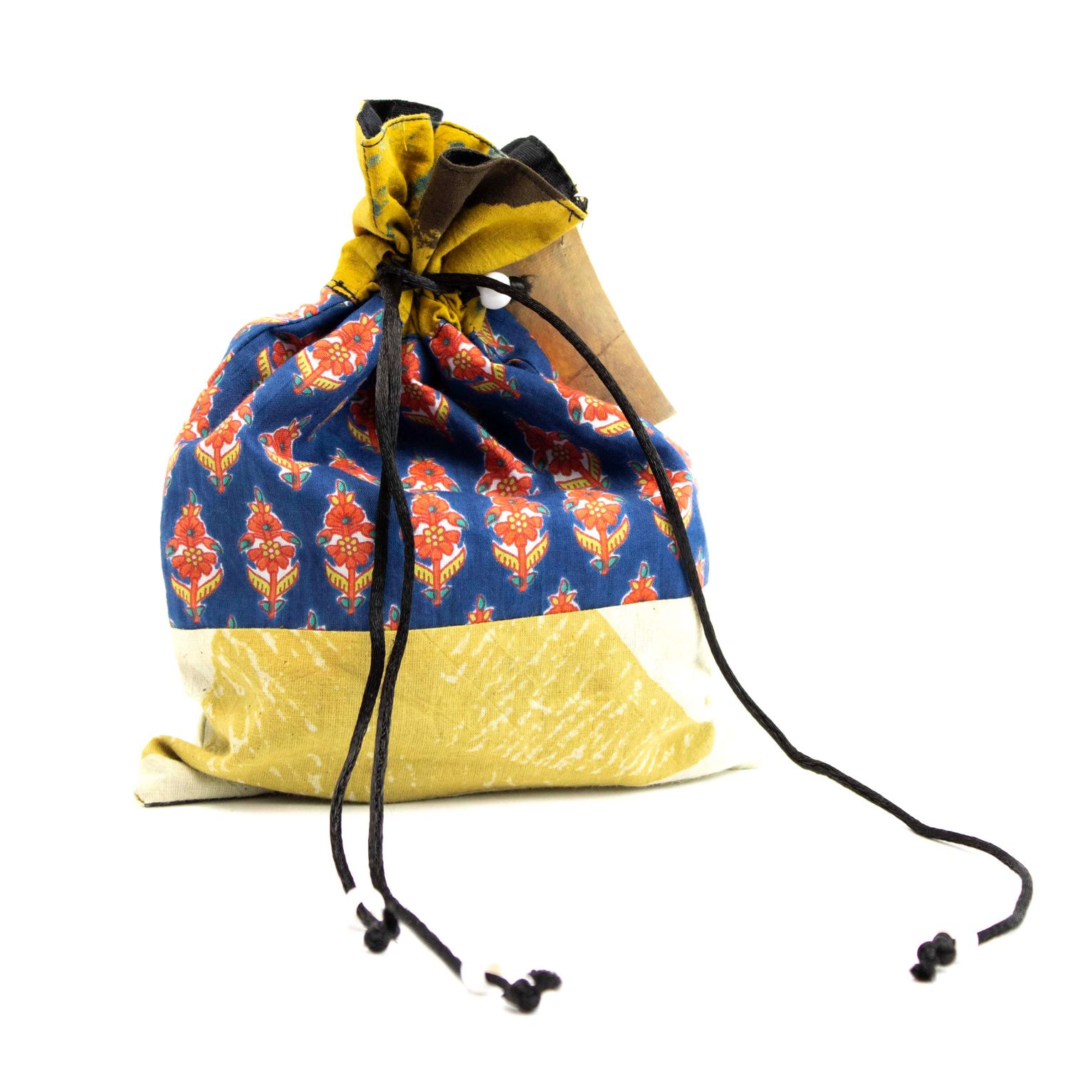 Gift Bag of Tea, navy red flowers silk bag LOHH1955