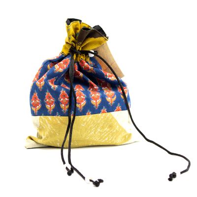 Gift Bag of Tea, navy red flowers silk bag LOHH1955