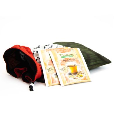Gift Bag of Tea, black zig zag silk bag LOHH1952