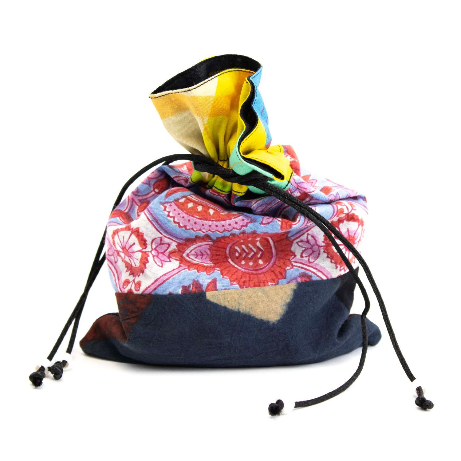 Gift Bag of Tea, sky blue red flowers silk bag LOHH1957