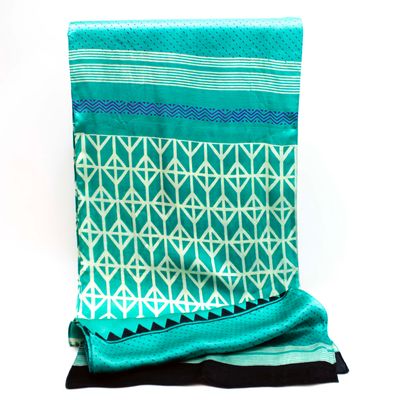 Teal, silk charmeuse scarve (HS-74) LOHH1959