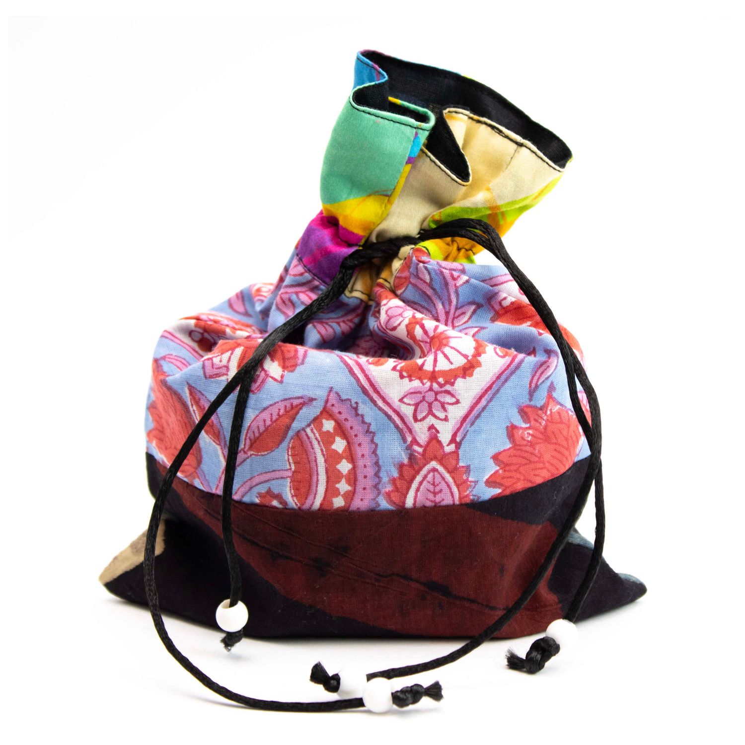 Gift Bag of Tea, sky blue red flowers silk bag LOHH1956
