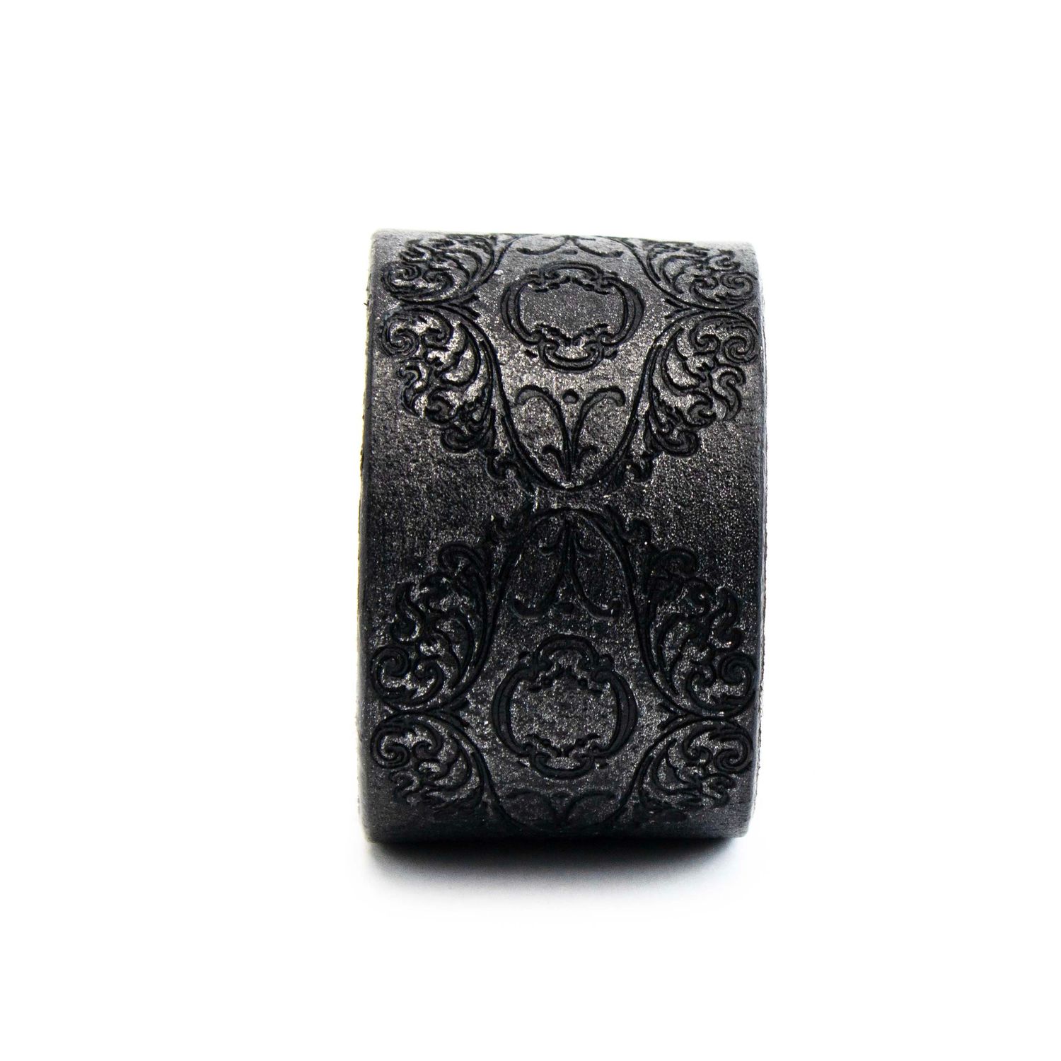 Gray Etched, wide leather bracelet CASK284