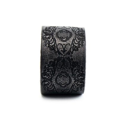 Gray Etched, wide leather bracelet CASK284