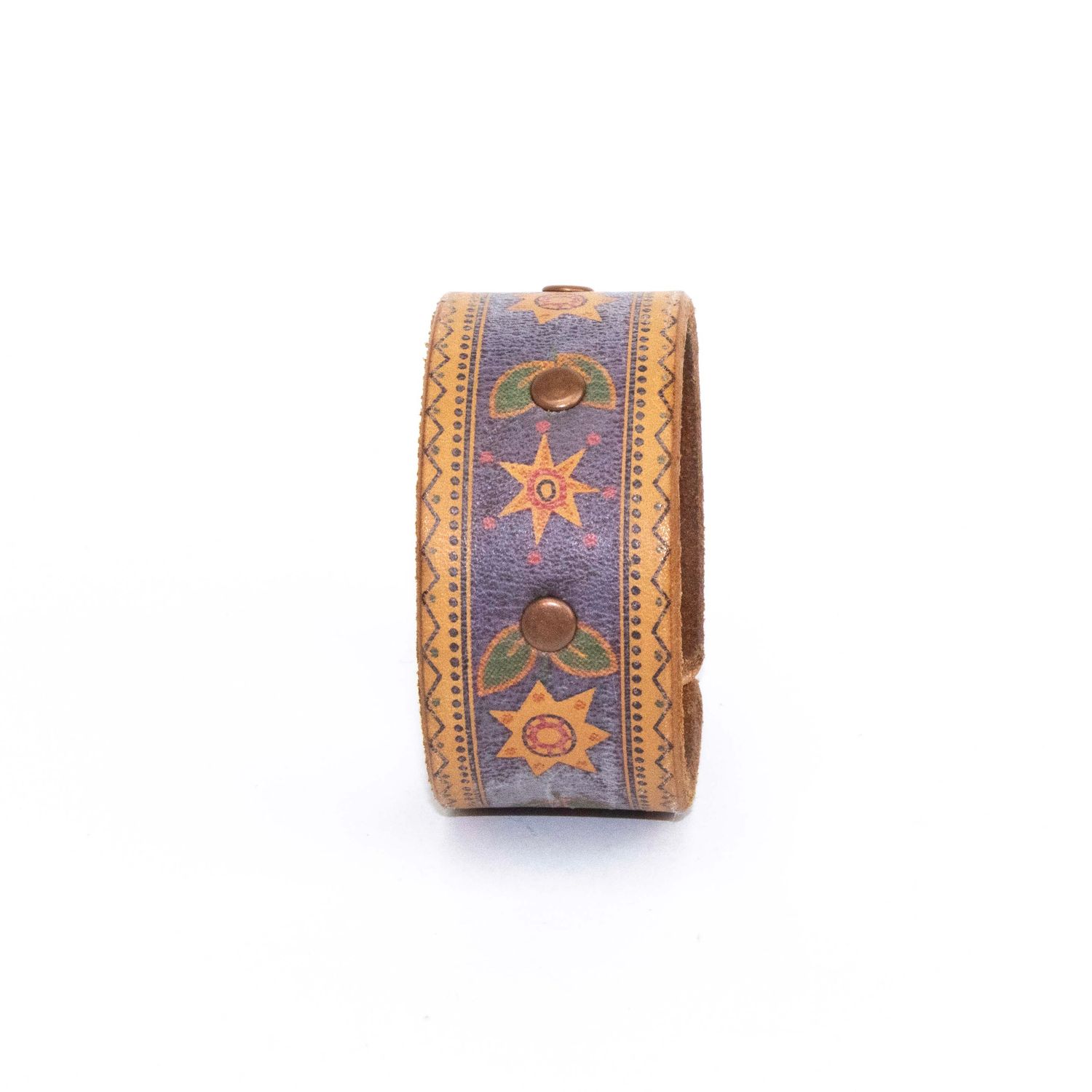 Star Flower with Purple, leather bracelet CASK286