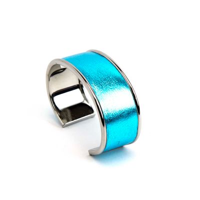 Blue Leather, metal bracelet CASK298