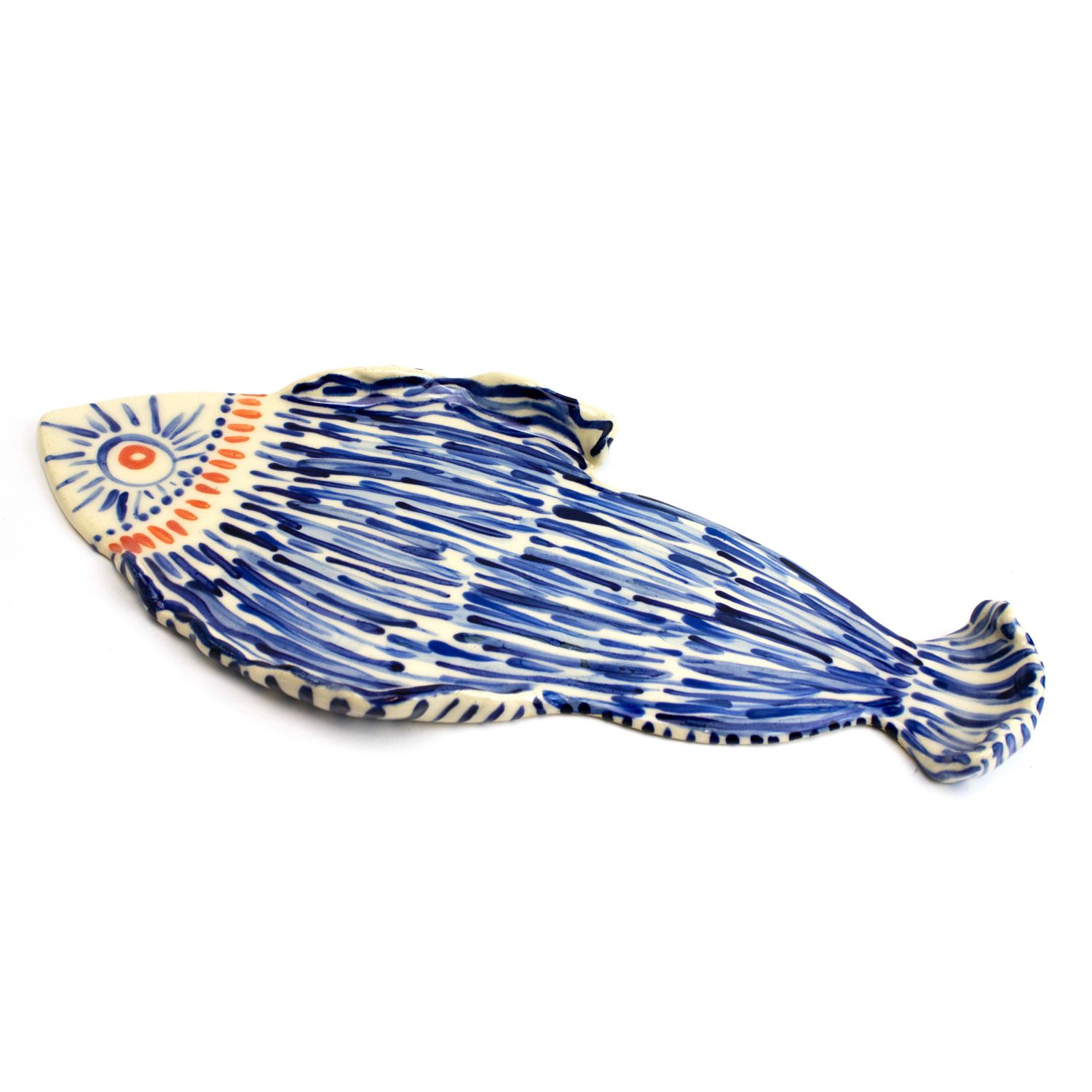 XL Fish Tray: Blue and Orange, cermic ROHG138