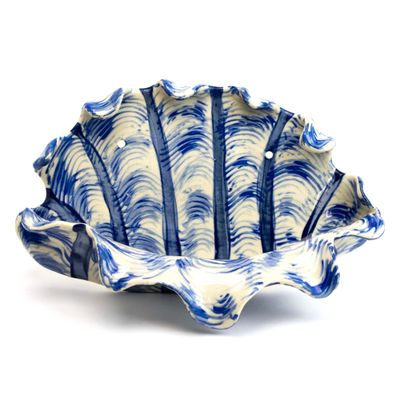 Organic Wall Pocket: Blue and White, ceramic ROHG128
