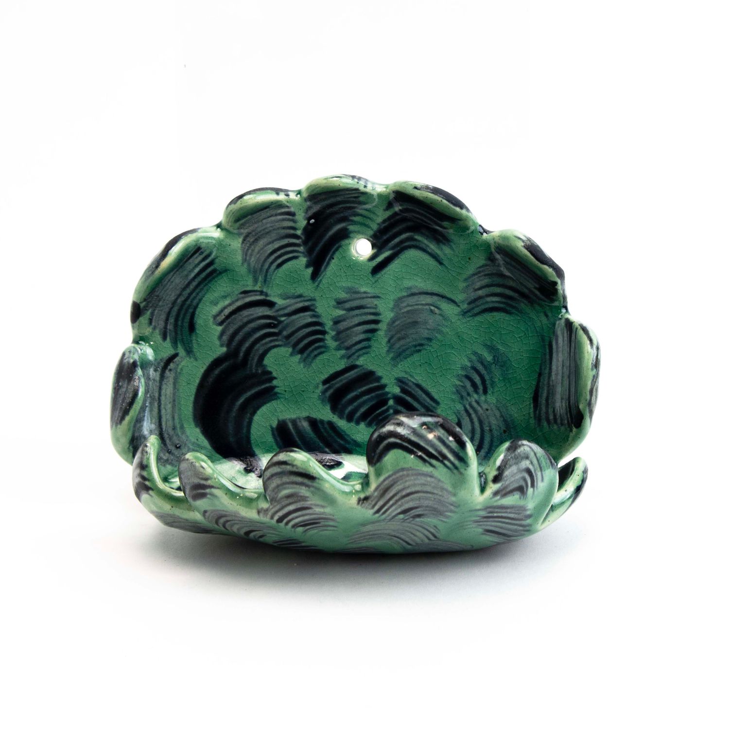Medium Wall Pocket: Teal and Navy, ceramic ROHG134