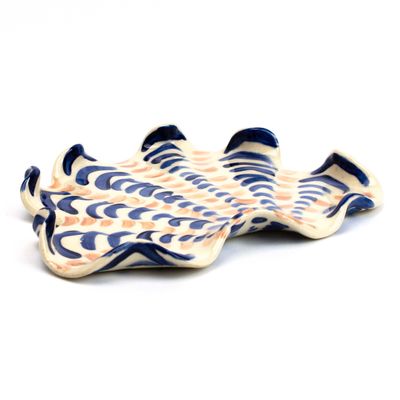 Organic Platte: Blue and Peach, ceramic ROHG137