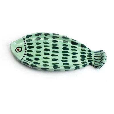 Fish Platter: Aqua and Green, ceramic ROHG139