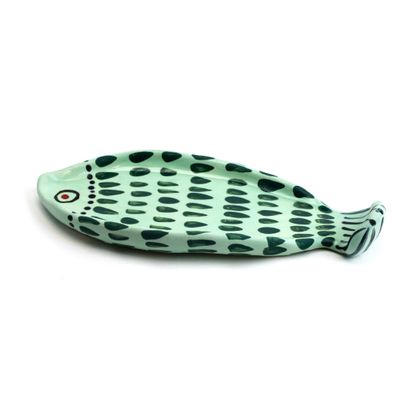 Fish Platter: Aqua and Green, ceramic ROHG139
