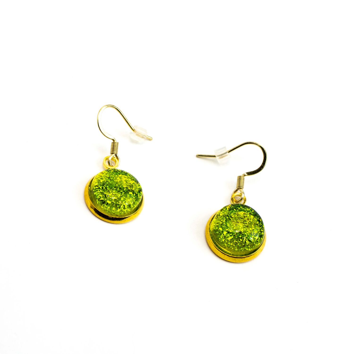 Citrus Green in Gold Circles, earrings VINK994