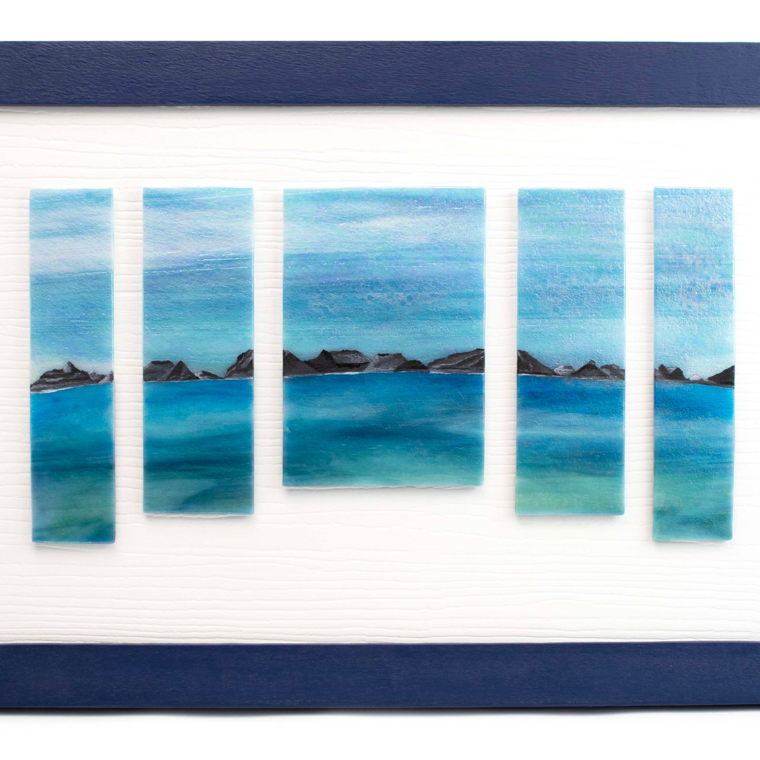 Ocean Coastline in 5 Panels (uneven bottom), glass panel wall art VINK1010