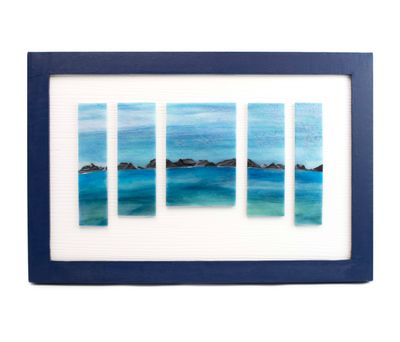Ocean Coastline in 5 Panels (uneven bottom), glass panel wall art VINK1010