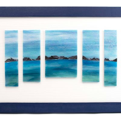 Ocean Coastline in 5 Panels (uneven bottom), glass panel wall art VINK1010