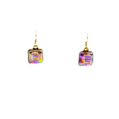 Golden Pink Squares, earrings VINK995