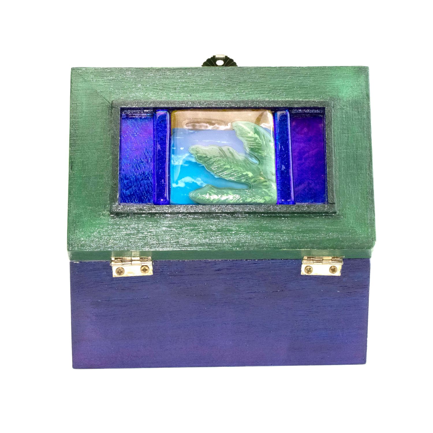 Palm Fronds, glass on wood box VINK1000