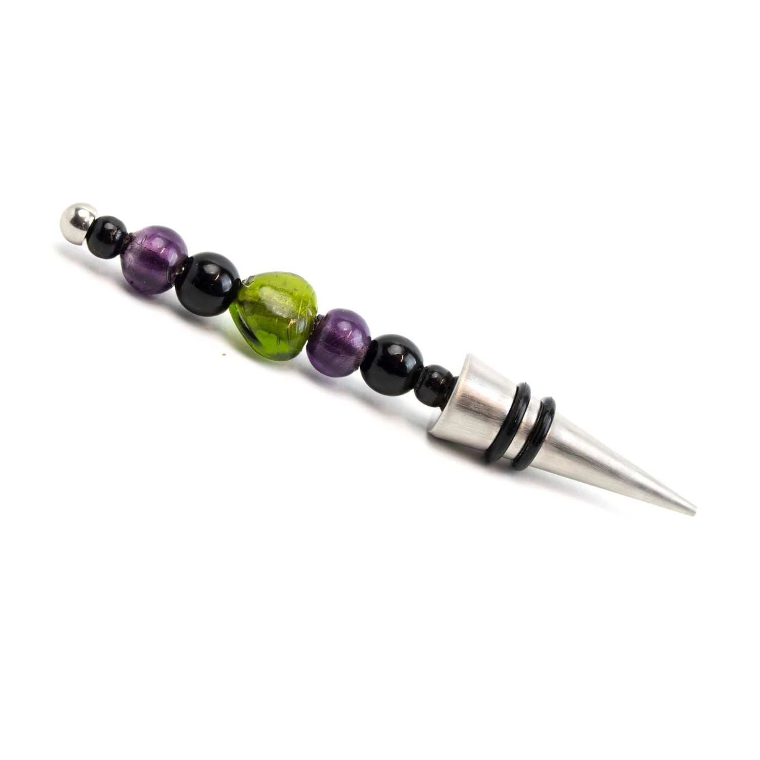 Purple and Green, glass wine stoper VINK1011