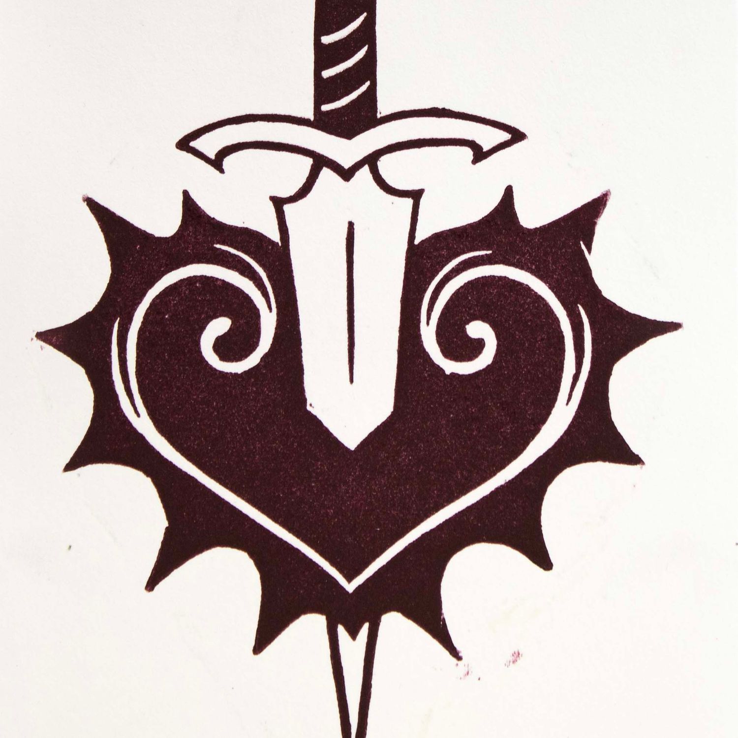 Bleeding Heart (red), linocut print RUIM15
