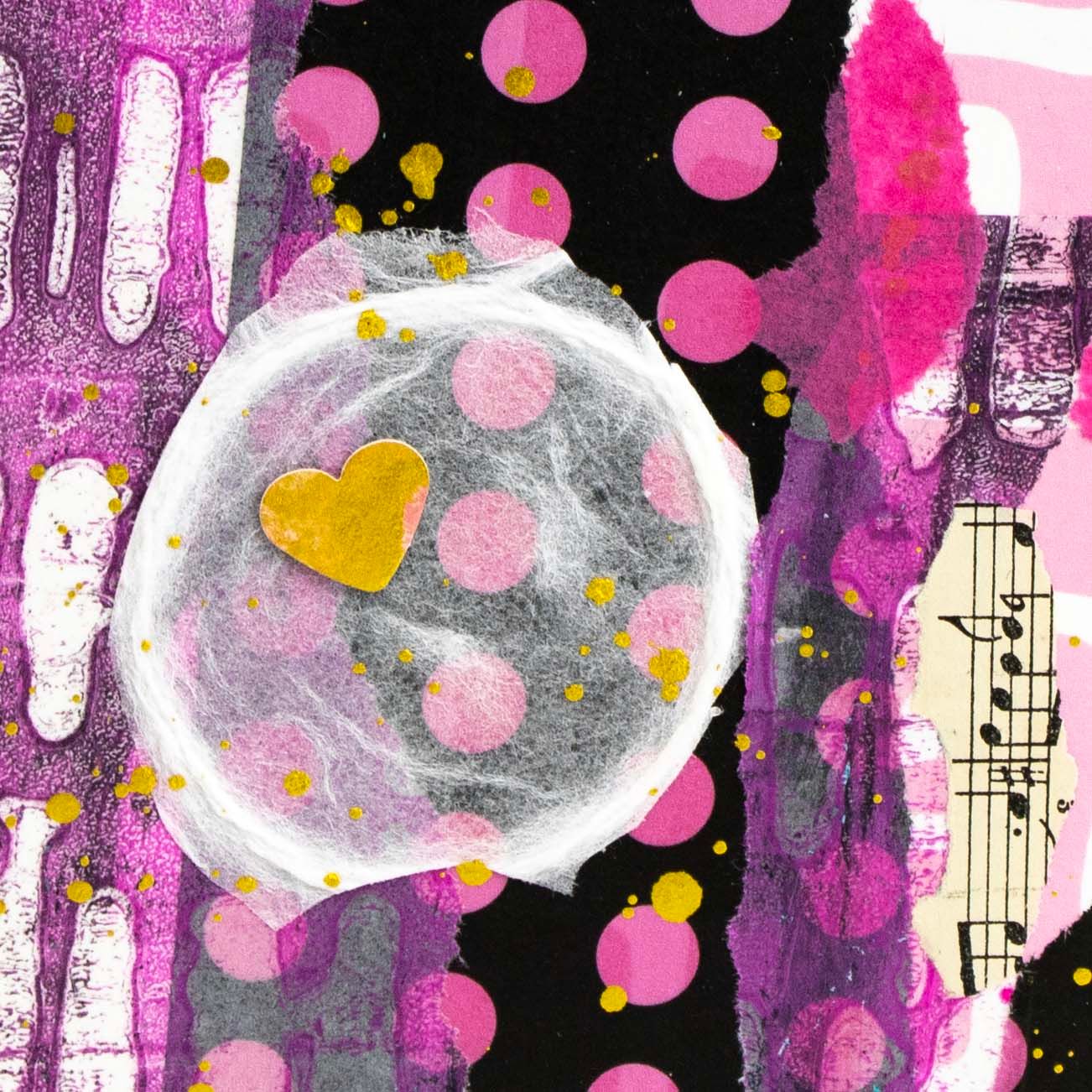 Pink Polka Dots, mixed media card AROS083