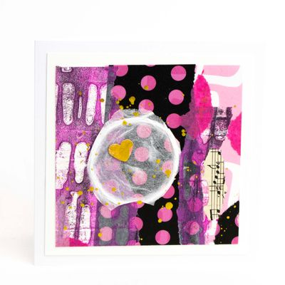 Pink Polka Dots, mixed media card AROS083