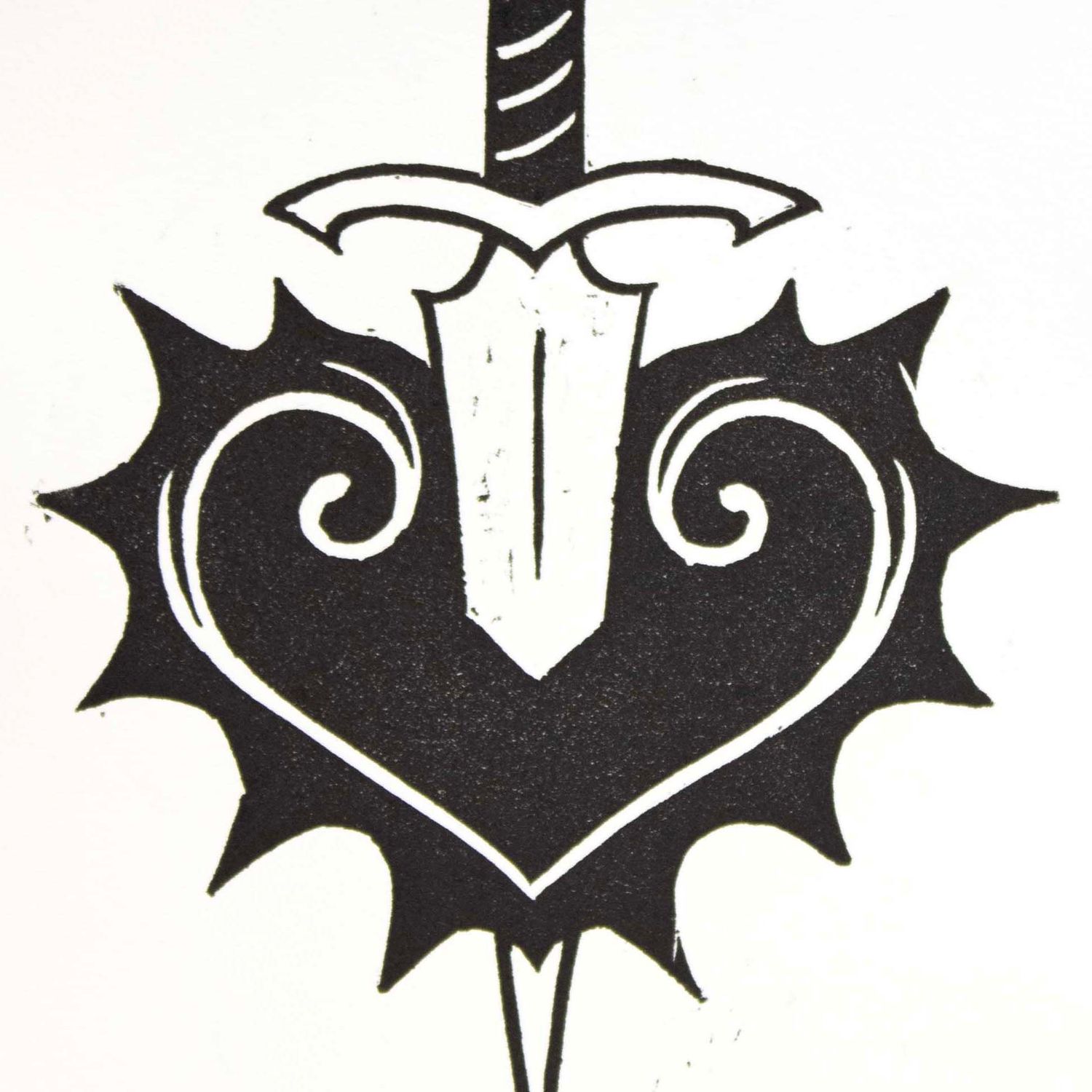 Bleeding Heart (black), linocut print RUIM09