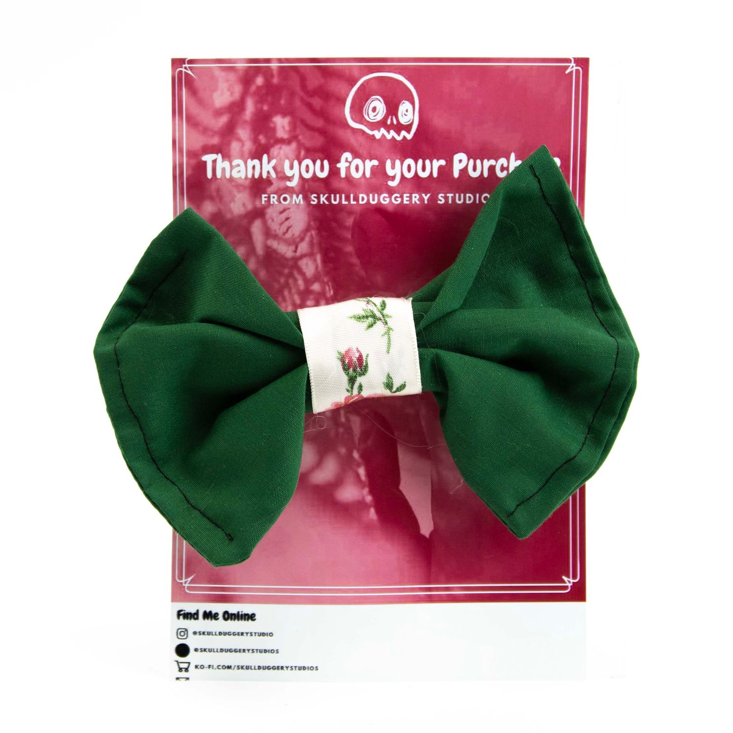 Green Floral, hair bow clip LAPR762