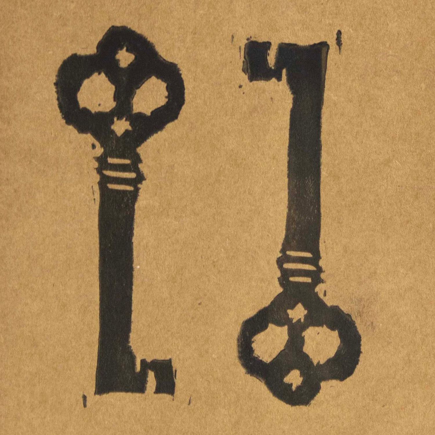 Two Keys, woodblock card LAPR740
